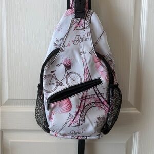 Paris Print Sling Bag - Pink and Black